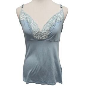 Speidel Womens 48 Babydoll Cami Top Y2K Lace Light Blue Adjustable Straps Fairy
